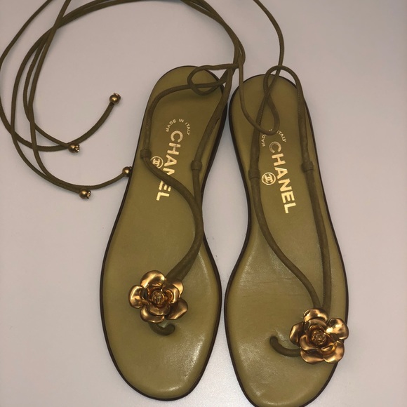 100% Authentic Chanel Camellia Suede Sandals - Picture 3 of 8